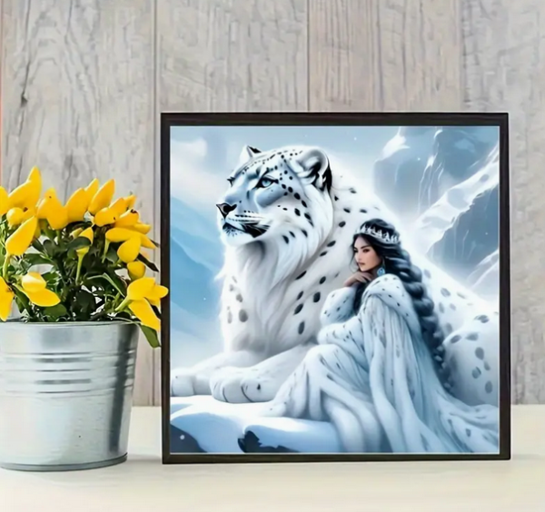 Diamond Painting Prinzessin & Schneeleopard
